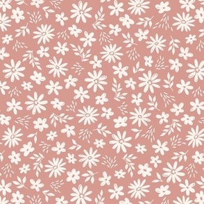 Country Floral on Desert Pink (Medium Scale)