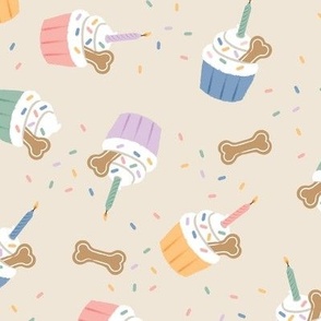 Dog Birthday Pupcakes - Pastel, Medium Scale