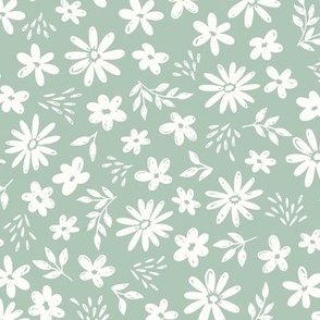 Country Floral on Mint Green (Large Scale)