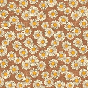 Charming Daisy Garden on Brown (Small Scale)