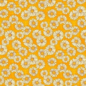 Charming Daisy Garden on Orange (Small Scale)