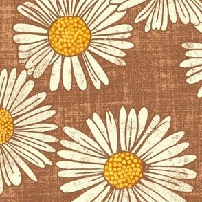 Charming Daisy Garden on Brown (Extra Large Scale)