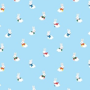 Sweater weather christmas winter wonderland bunnies white rabbit kids design on cool baby blue
