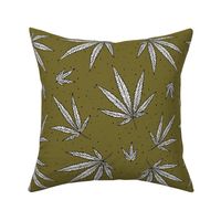 #212 Cannabis leaves on green background