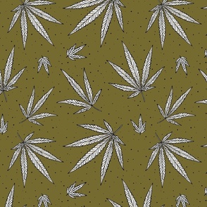 #212 Cannabis leaves on green background