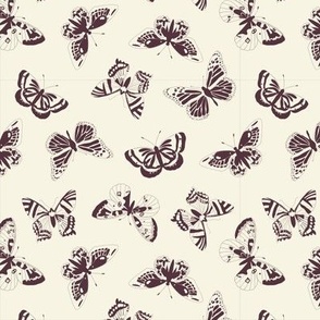 Butterflies-plum and beige small scale