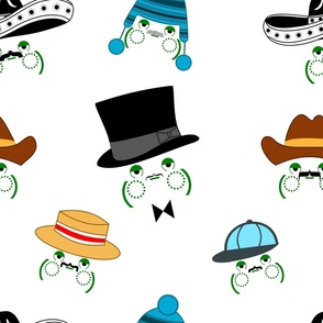 Mr. Frog and His Hats on White