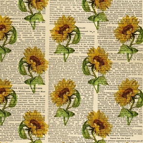 Vintage Sunflower Newsprint