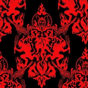 Krampus Damask Black and Red