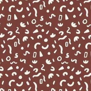 Small Funky Organic Shapes Maroon Red