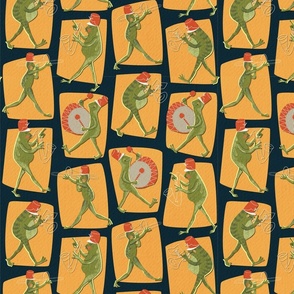cheerful retro frog band - yellow