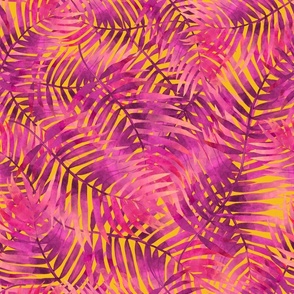 Pink palm leaves yellow