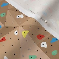 Climbing lovers bouldering gym wall with hold and boulders colorful climbing hold palette on wood neutral SMALL 