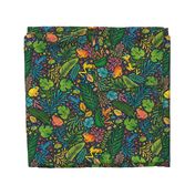 Wizard Frogs - bright tropical leaves and frogs - medium