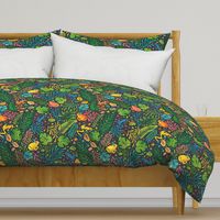 Wizard Frogs - bright tropical leaves and frogs - medium