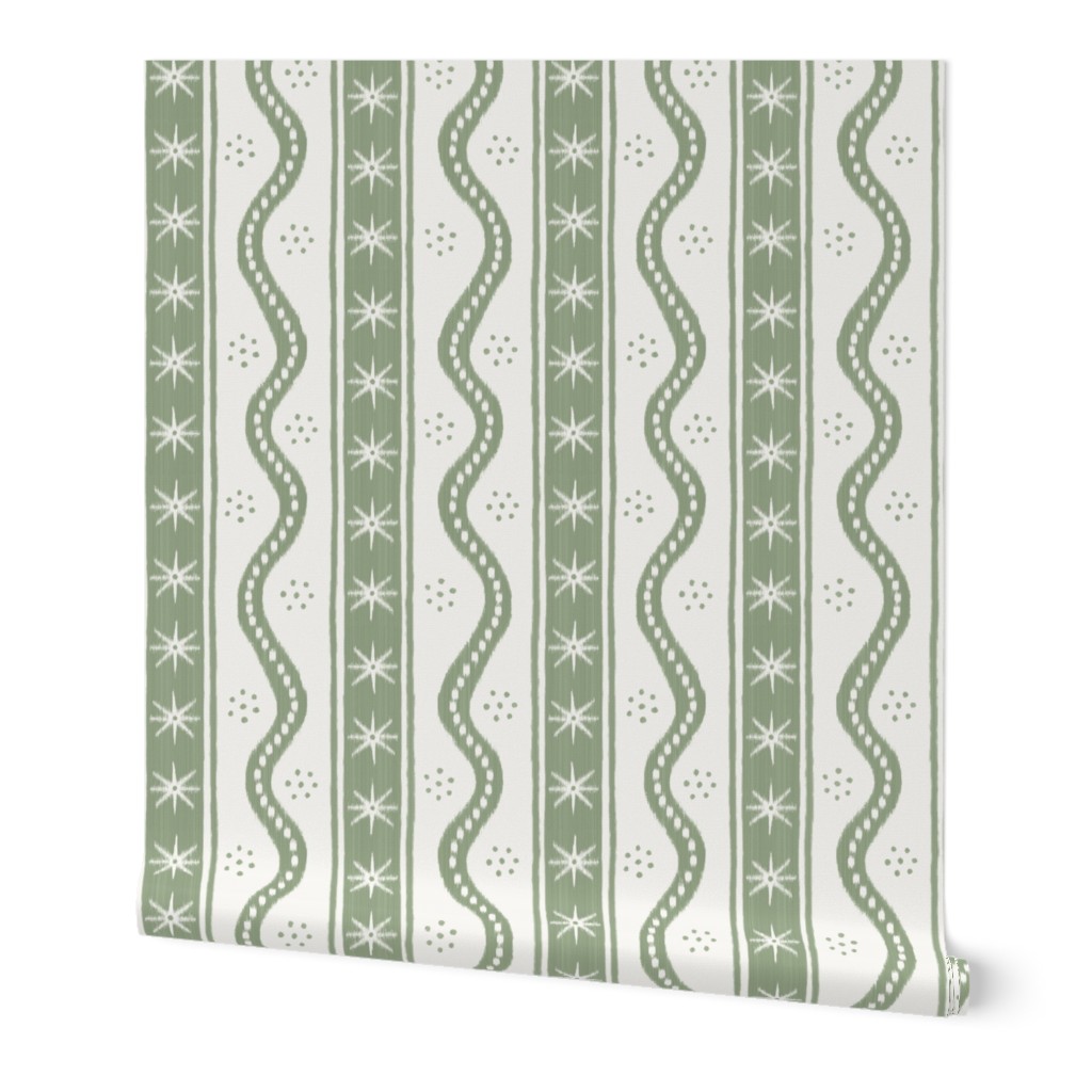 Small Soft Green on Cream Charlie Stripe