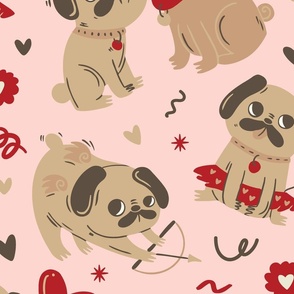 Pugs and Hearts - Large Scale