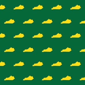 Kentucky silhouette, 3x4" blocks, yellow on football green