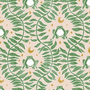 Froggie  Ogee - large - blush, green, and gold