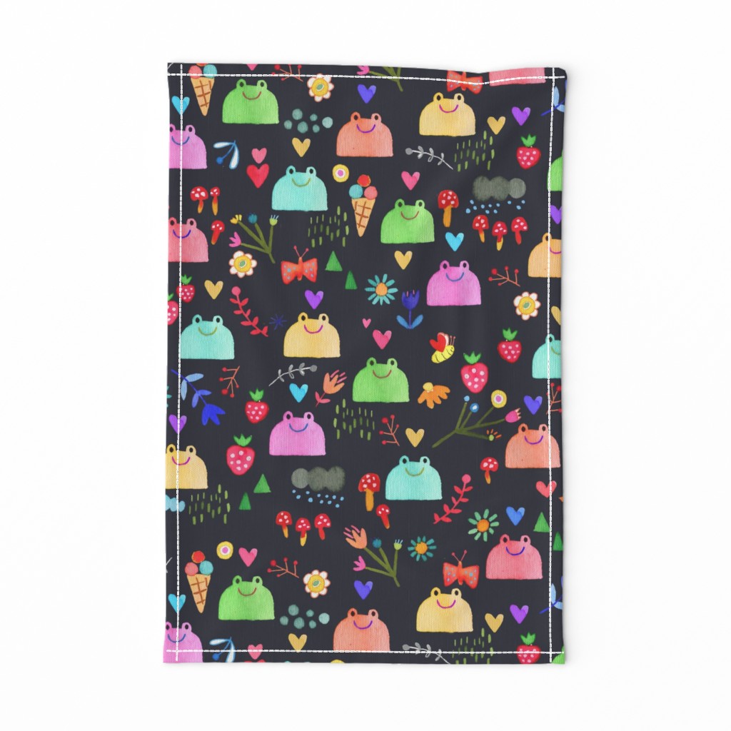 Happy cute frogs Multicolored Navy