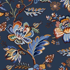 Chinoiserie floral - Blue navy - Chinoiserie Floral - Jumbo Large
