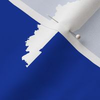 Kentucky silhouette, 5x7" blocks, white on college blue