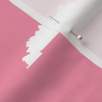 Kentucky silhouette, 5x7" blocks, white on pink