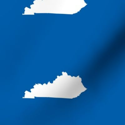 Kentucky silhouette, 5x7" blocks, white on football blue