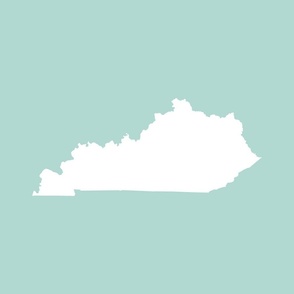 Kentucky silhouette, 18x21" panel, white on light blue