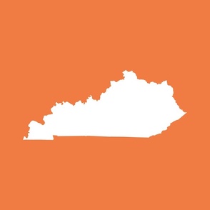 Kentucky silhouette, 18x21" panel, white on orange