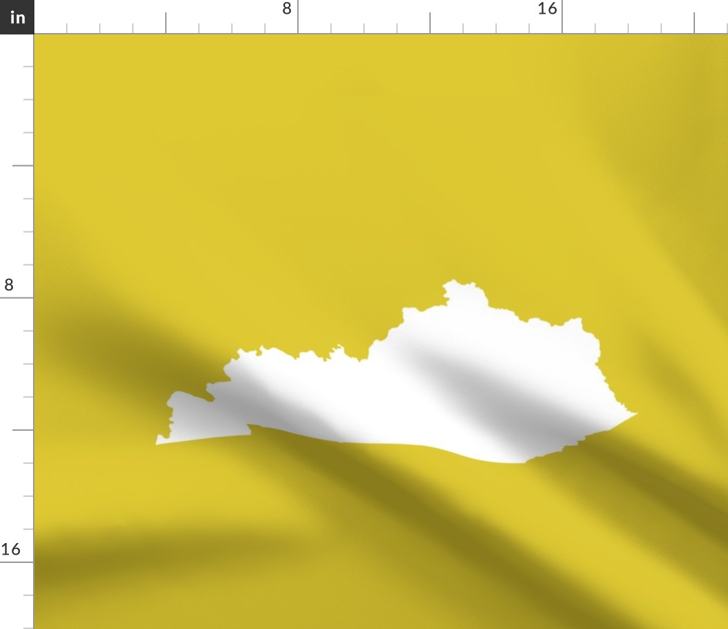 Kentucky silhouette, 18x21" panel, white on yellow