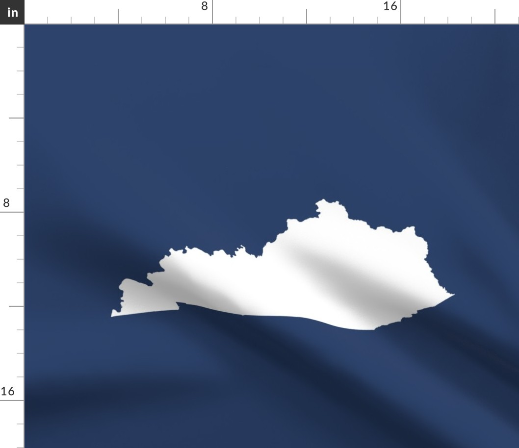 Kentucky silhouette, 18x21" panel, white on navy blue