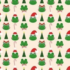 Christmas Frogs - X-Small on Cream