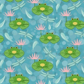 Frogs on lilypads