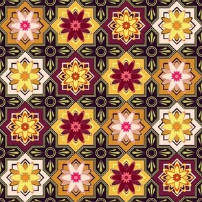 Geometric Floral in Warm Colors