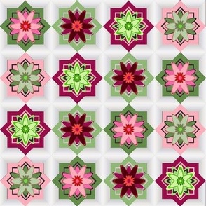 Geometric Floral on White Background 