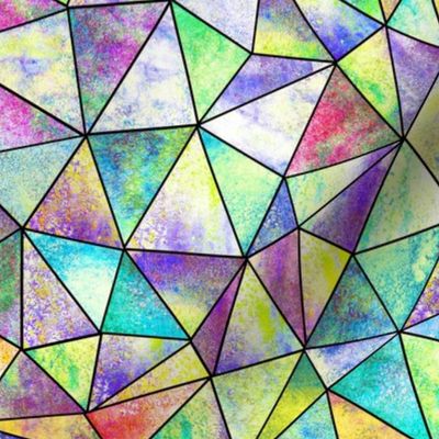 Abstract geometric multicolor triangles watercolor pattern