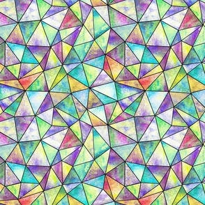 Abstract geometric multicolor triangles watercolor pattern