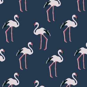 Flamingos, navy, medium