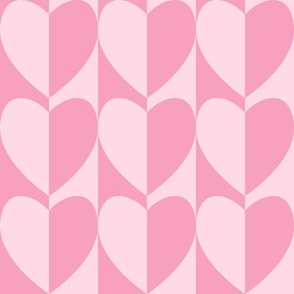 Mod Geo Hearts / Sakura / Mid Mod / Retro / 60s 70s / Geometric / Pink / Valentine's Day / Large