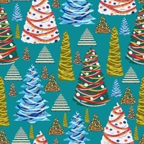 Abstract Christmas Digital Gouache Trees