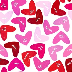 Bright pink candy hearts