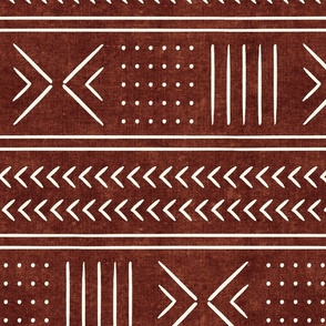 rust mud cloth - arrow cross dot - mudcloth home decor tribal - (90) C21