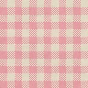 Light Pink Checkered Gingham  - Medium Print
