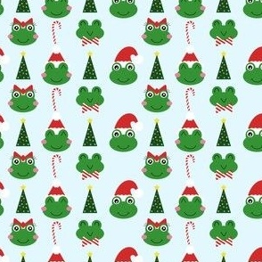 Christmas Frogs - X-Small on Light Blue