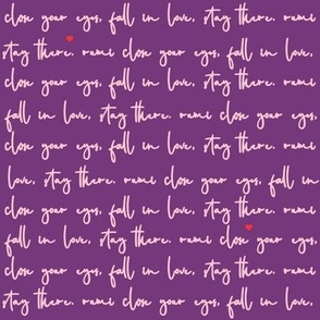 Horizontal Rumi Love Poem, One Way - Light Pink on Purple