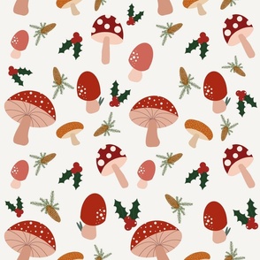 Modern Mushroom Toadstool Christmas Pattern