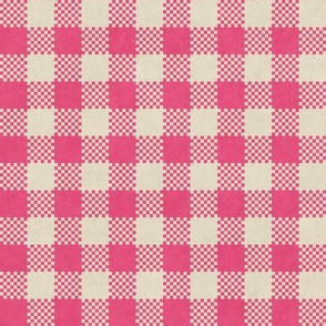 Pink Checkered Gingham  - Medium Print