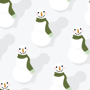 Snowmen in Green Scarves XL | Grey