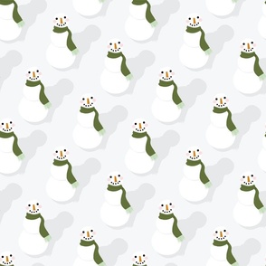 Snowmen in Green Scarves Md | Grey